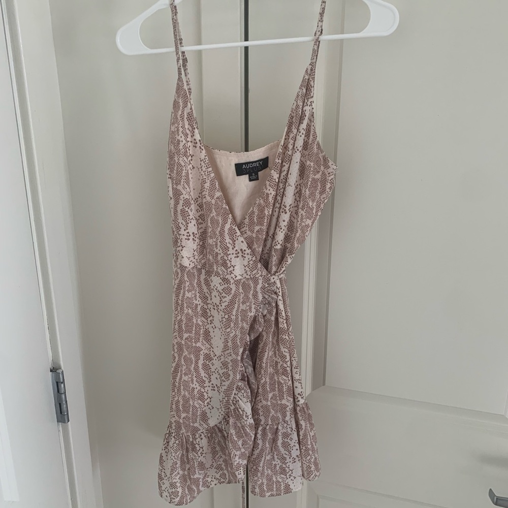 Snakeskin brown print wrap dress